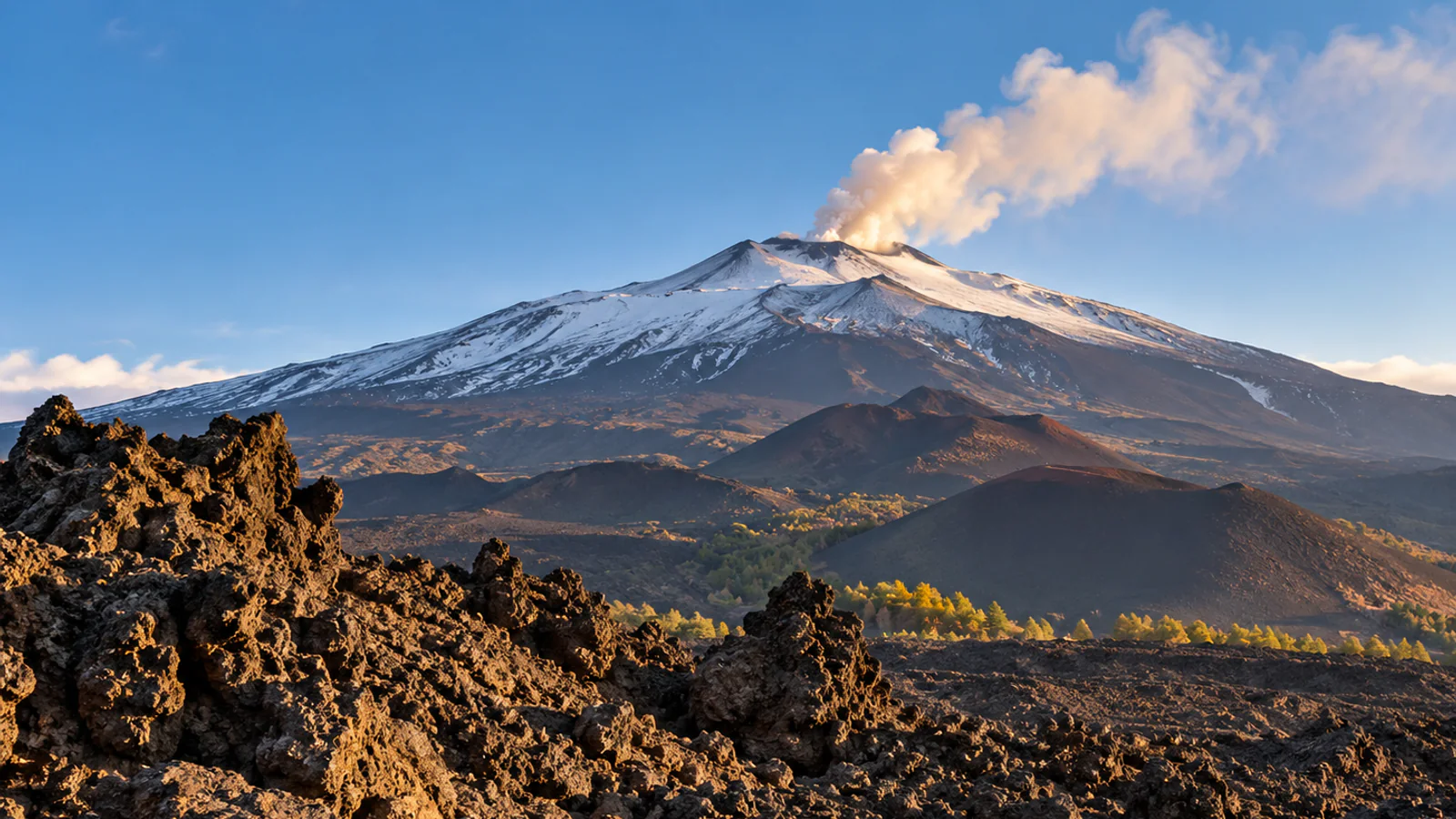 Etna på Sicilia med vulkansk lavalandskap